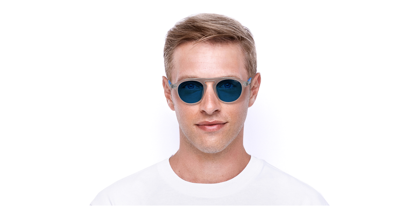 Gafas de sol BORNEO blanco/azul - vista de frente