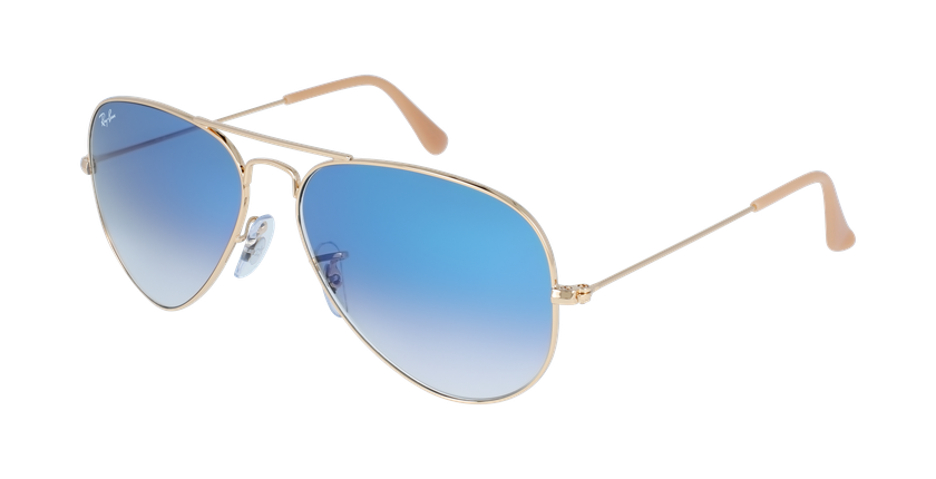 GAFAS DE SOL hombre AVIATOR LARGE METAL dorado/azul - vue de 3/4