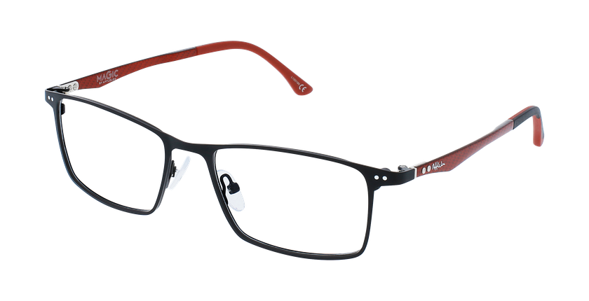 GAFAS GRADUADAS hombre MAGIC 129 CARBONE negro/rojo carbón - vista de frente