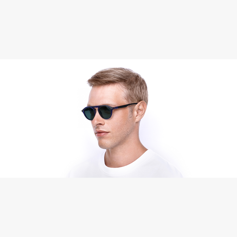 GAFAS DE SOL hombre BORNEO azul/azul - vista de 3/4