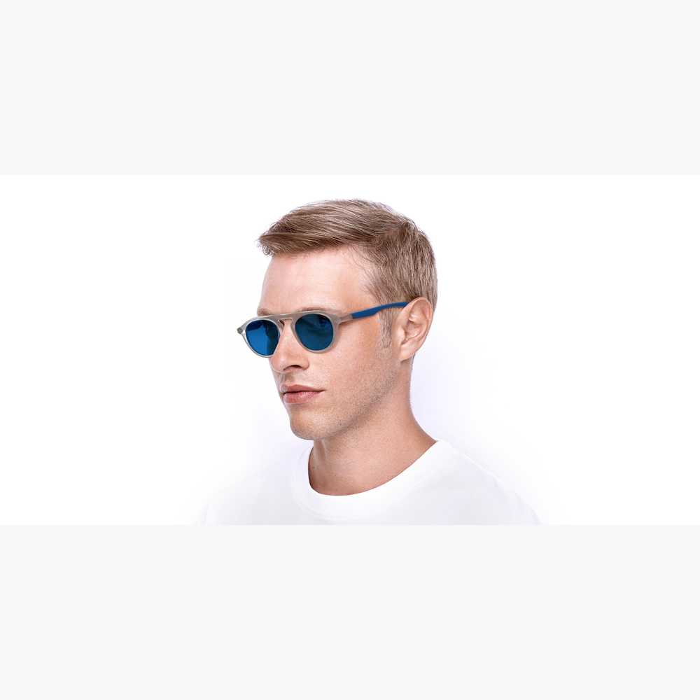 GAFAS DE SOL hombre BORNEO blanco/azul - vista de 3/4