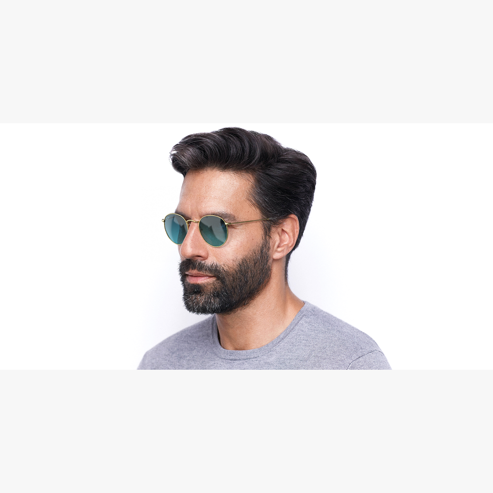 GAFAS DE SOL hombre ROUND METAL dorado - vista de 3/4