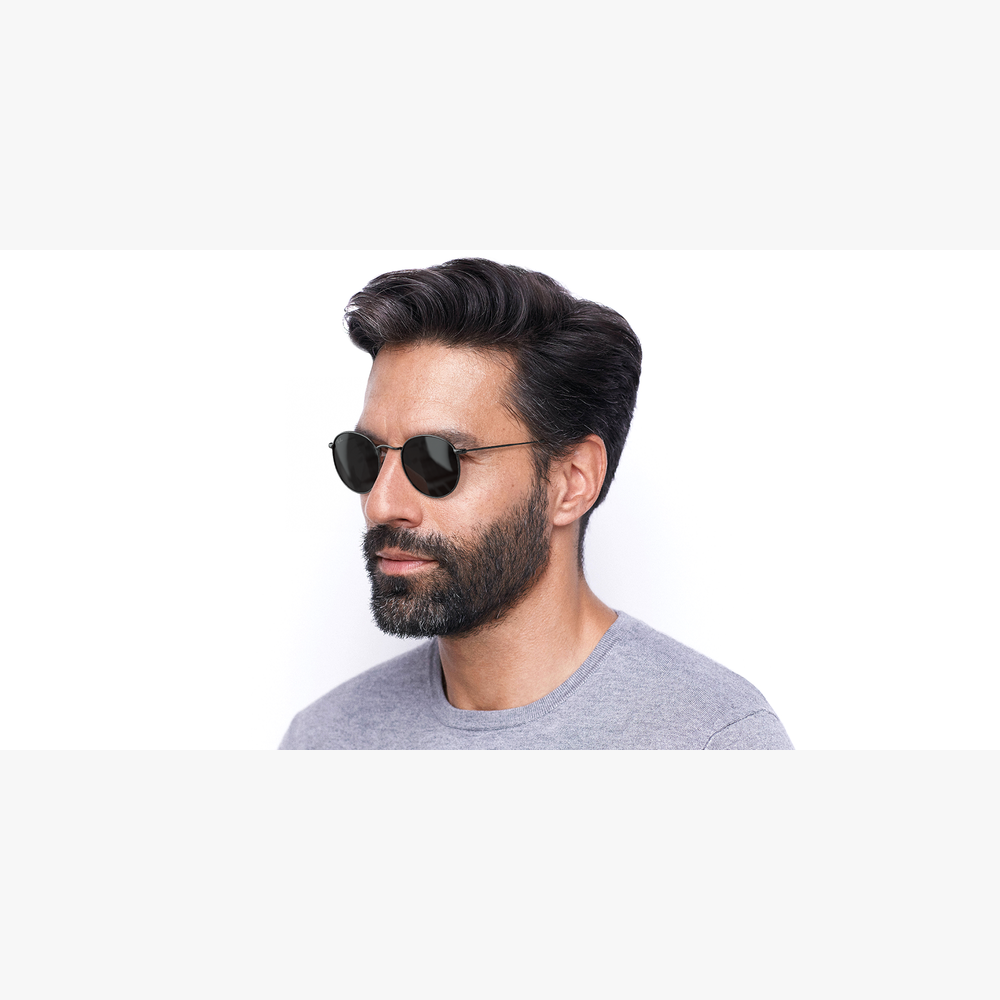 GAFAS DE SOL hombre ROUND METAL gris - vista de 3/4